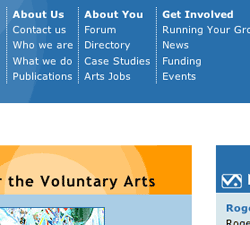 Header bar for Voluntary Arts Network templates